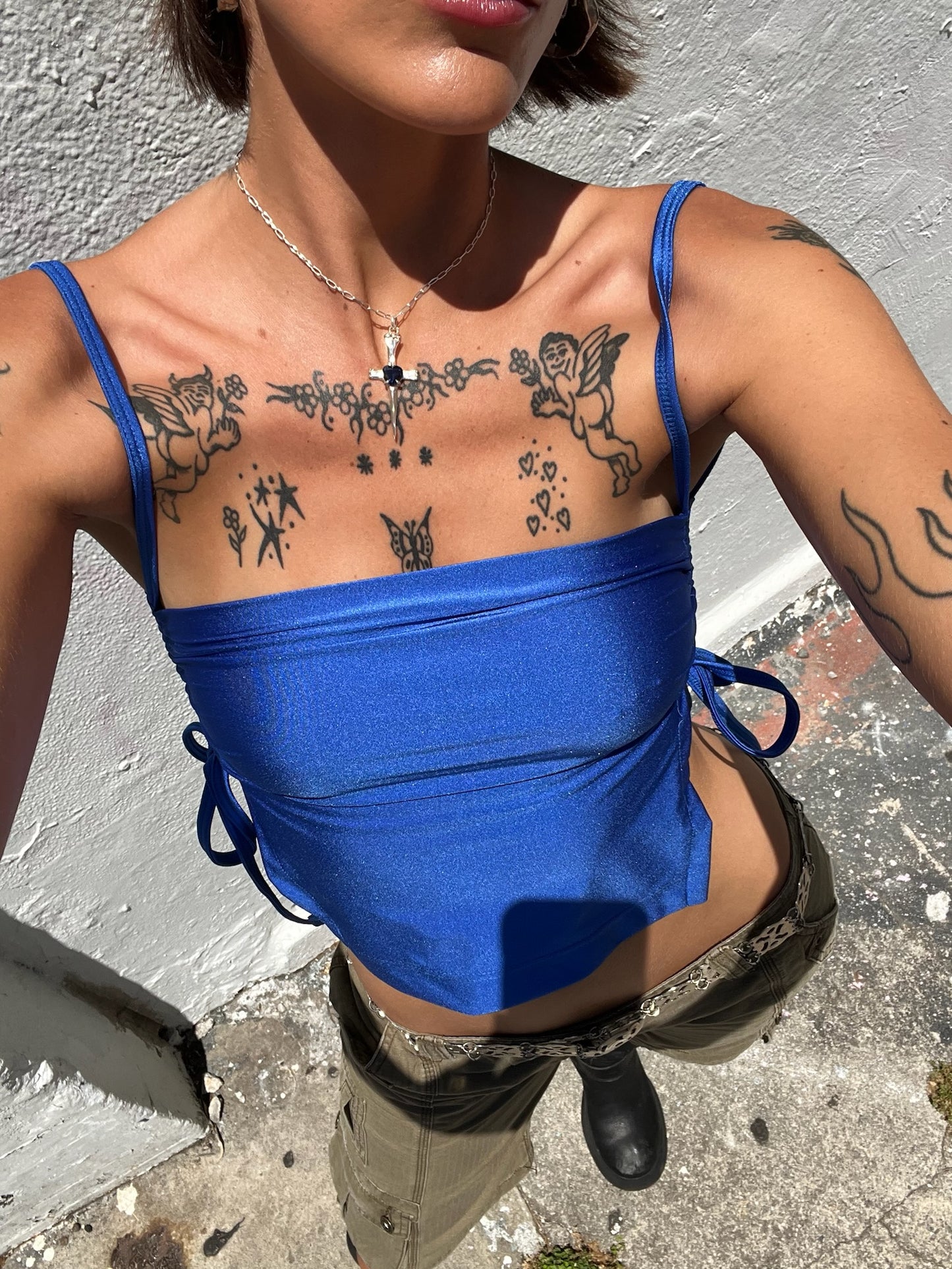 Ruched Crop Boobtube - Royal Blue