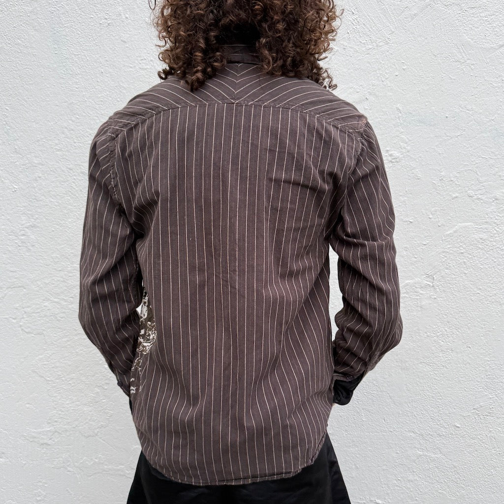 Brown Pin Stripe Button-Up Shirt