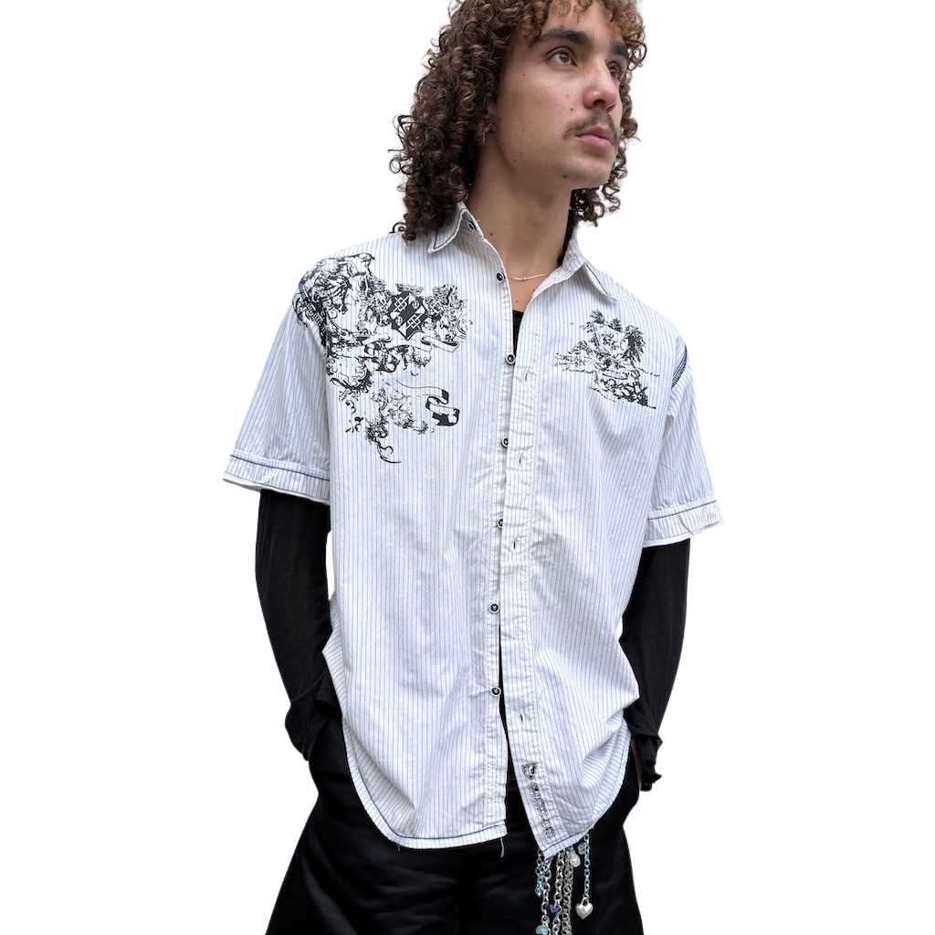 Pinstripe Gothic Button-Up Shirt
