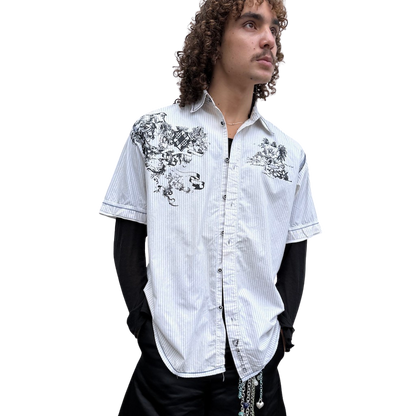 Pinstripe Gothic Button-Up Shirt