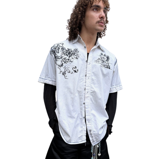 Pinstripe Gothic Button-Up Shirt