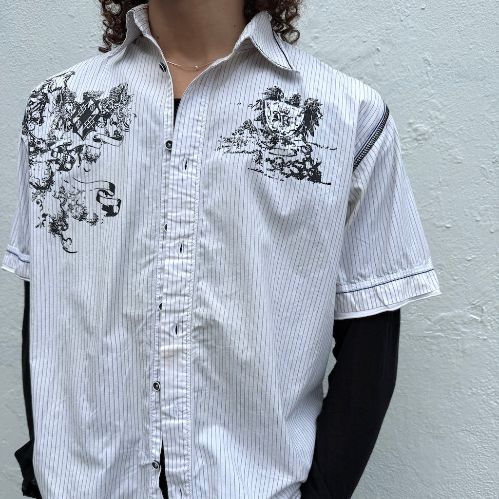 Pinstripe Gothic Button-Up Shirt