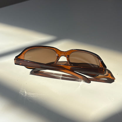 Brown Amber Oval Sunglasses