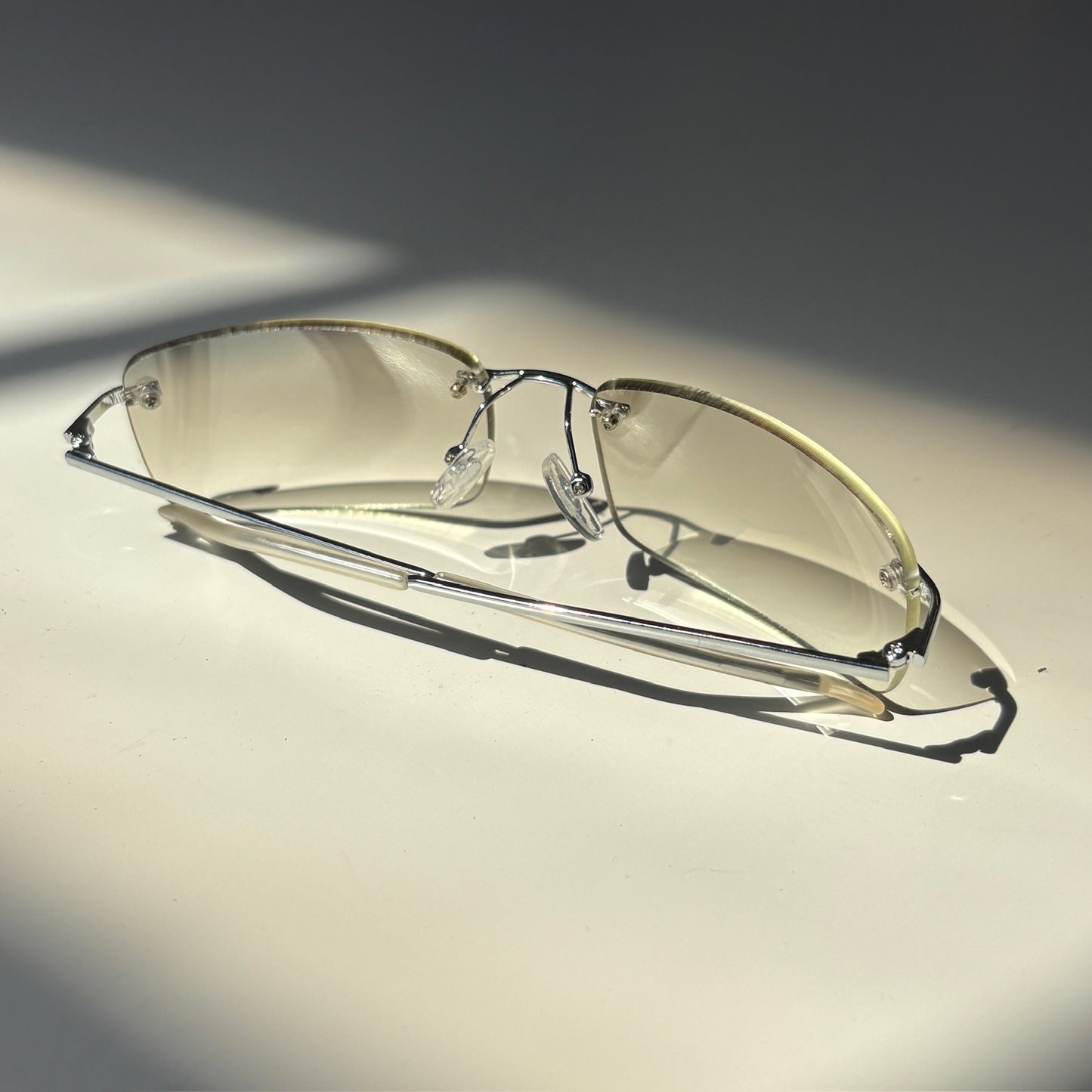 Clear Silver Frameless Hilton Sunglasses