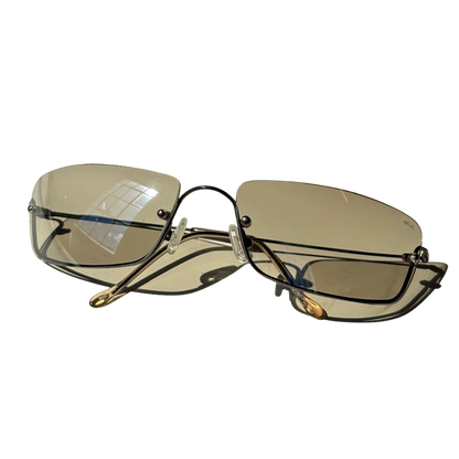 Y2K Half Rimless Clear Rectangle Sunglasses