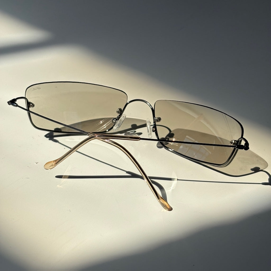 Y2K Half Rimless Clear Rectangle Sunglasses