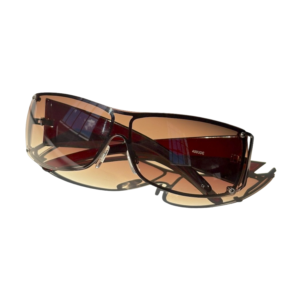 2000s LL Cool Oversized Brown Shield Sunglasses