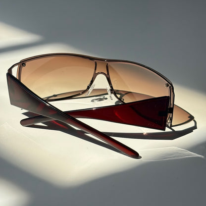 2000s LL Cool Oversized Brown Shield Sunglasses