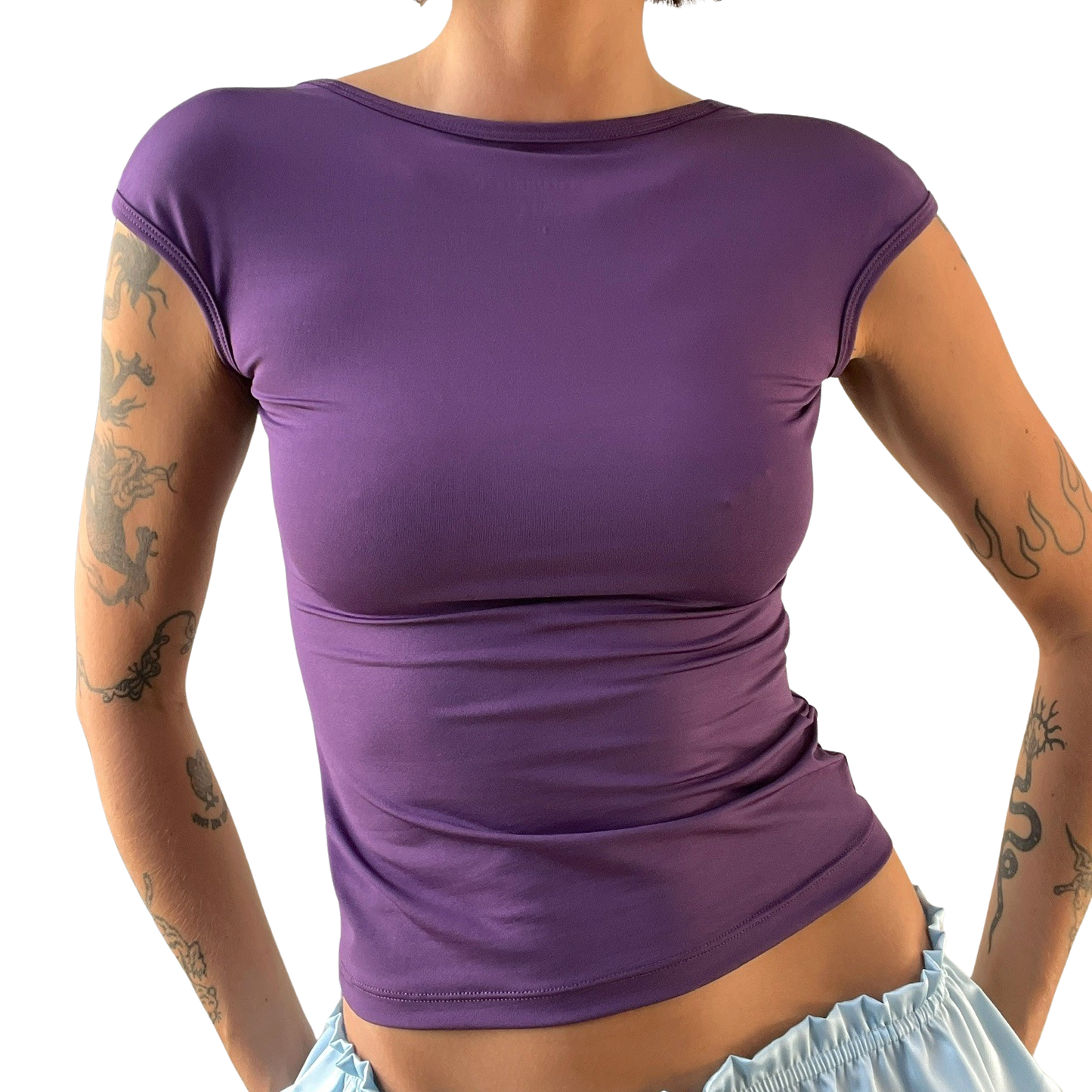 Scoop Neck Reversible Eggplant Tee