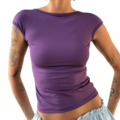 Scoop Neck Reversible Eggplant Tee