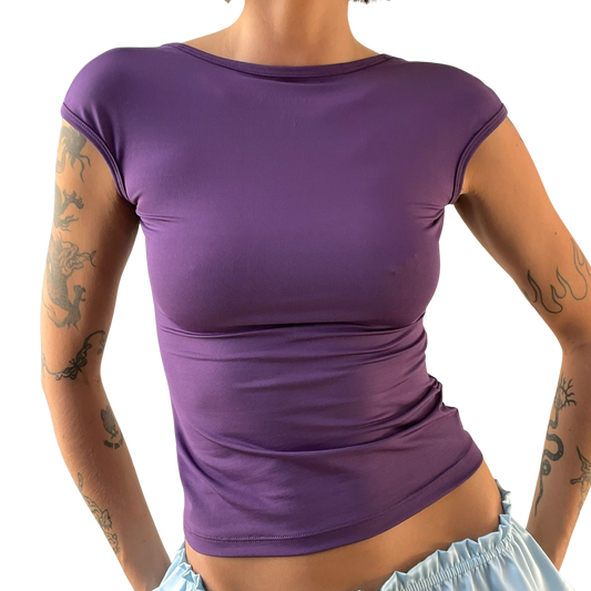 Scoop Neck Reversible Eggplant Tee