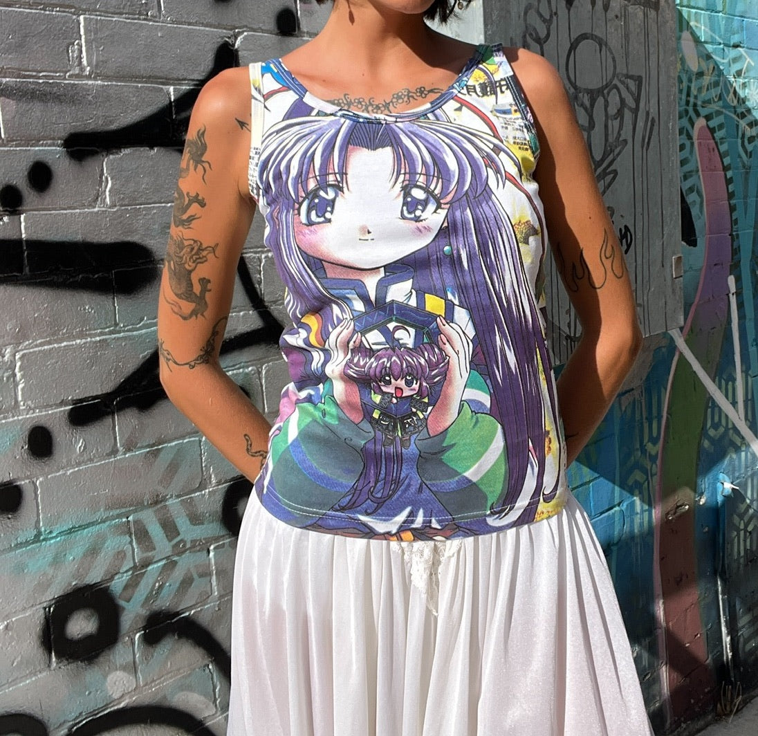 WORK By Eaksak 90s Anime blue Tank