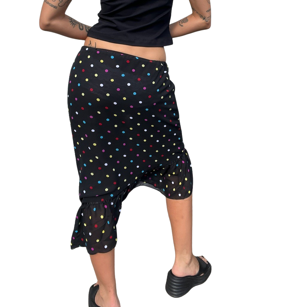 Chiffon Polka Dot Midi Skirt