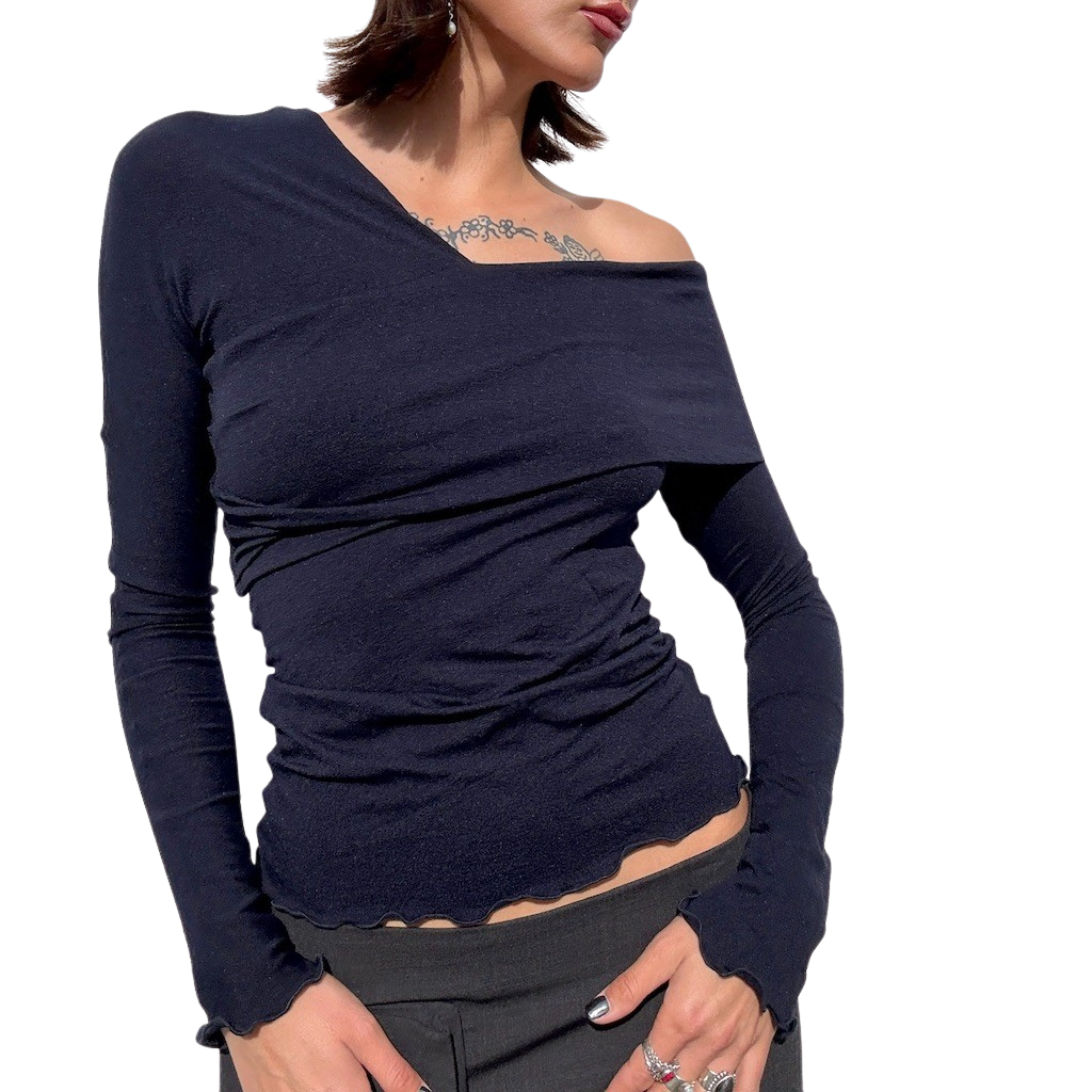 Avalon off shoulder Top - Navy