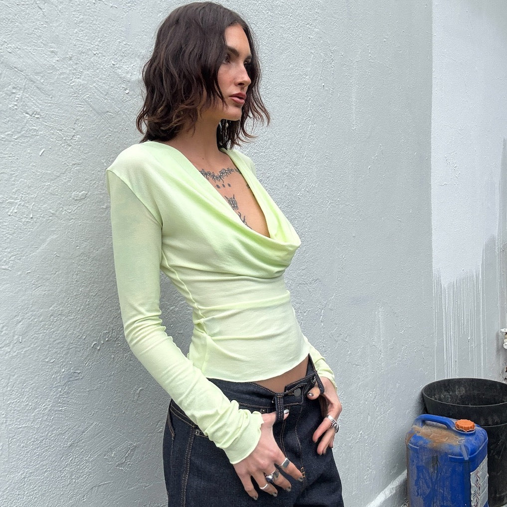 Deep Cowl Top - Apple Green