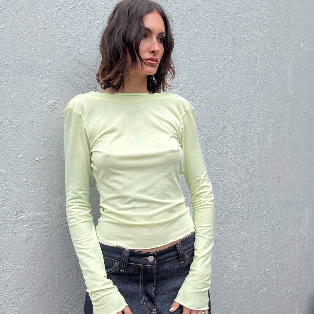 Deep Cowl Top - Apple Green