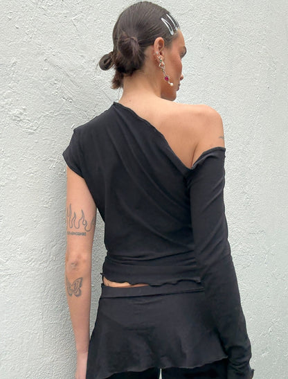 Falling Drape Top - Black