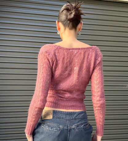Dusty PInk Cross Over Knit Top