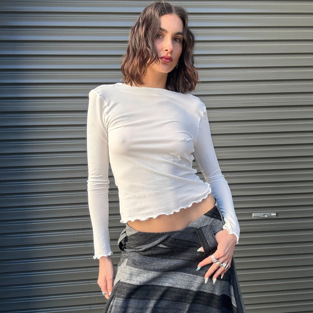 Deep Cowl Top - White