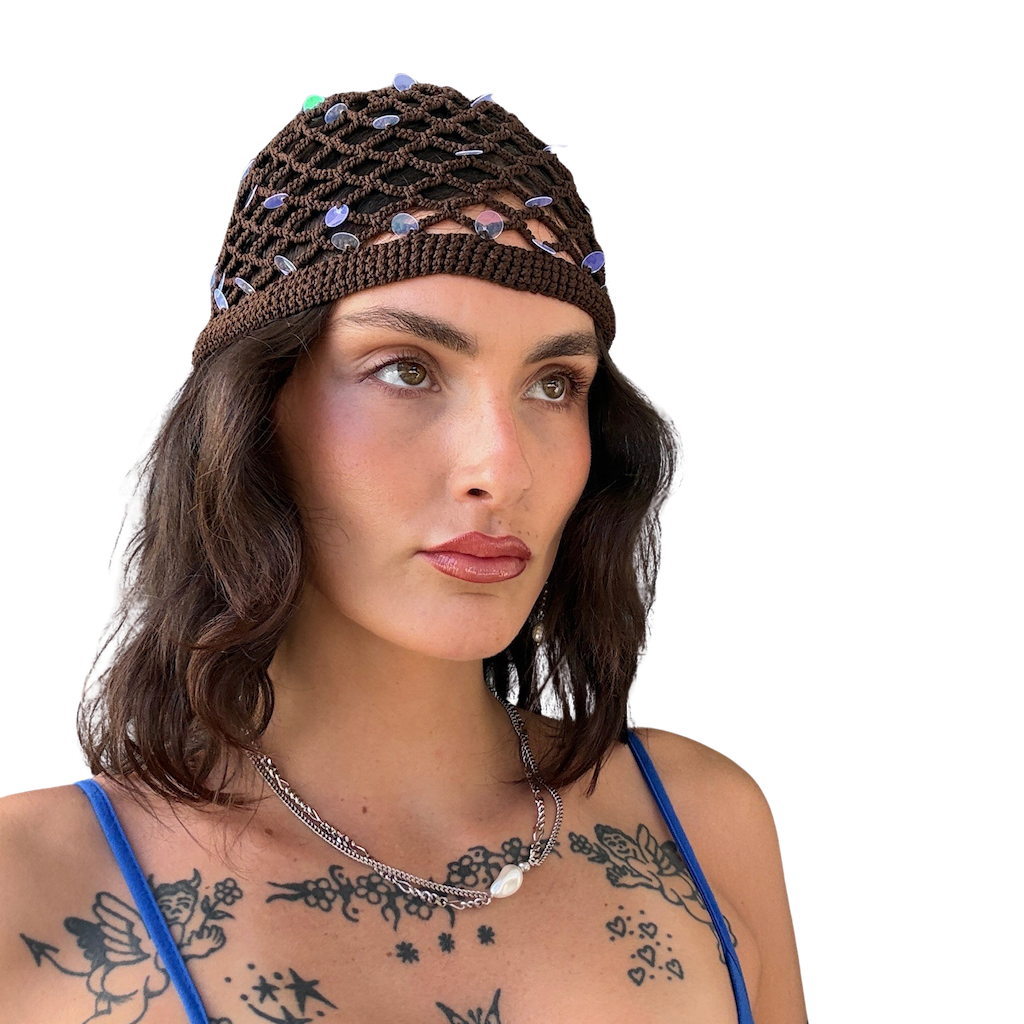 Crochet Brown Beanie