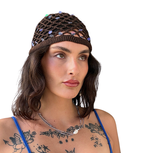 Crochet Brown Beanie