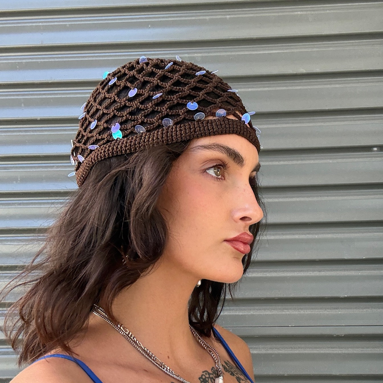 Crochet Brown Beanie
