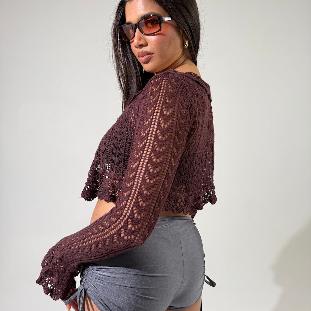 Vintage Crochet Tie Cardi