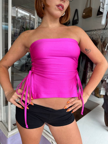 Ruched Crop Boobtube - Berry