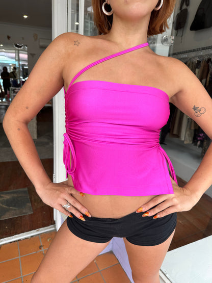 Ruched Crop Boobtube - Berry