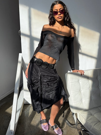 Ruched maxi skirt