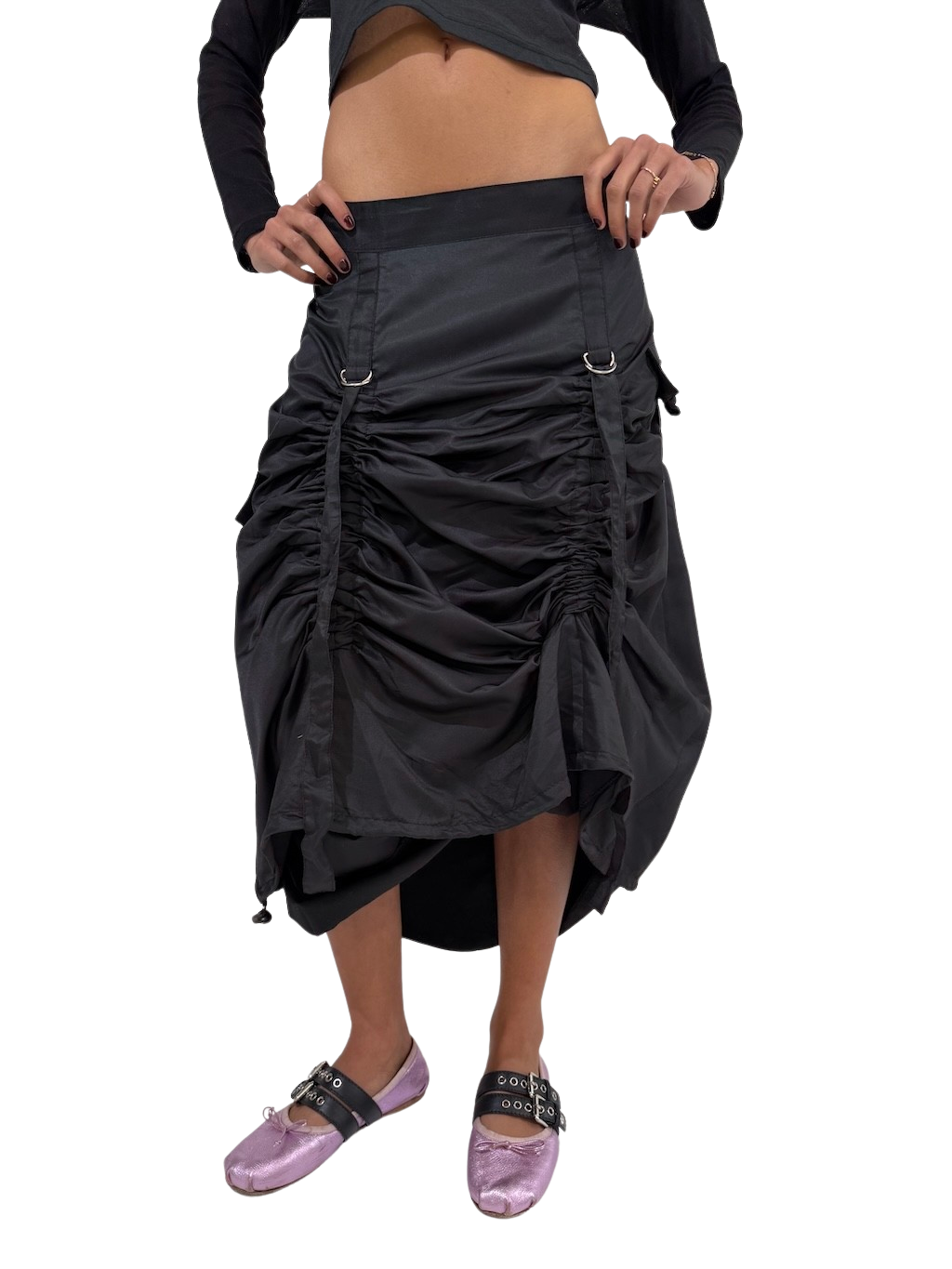 Ruched maxi skirt