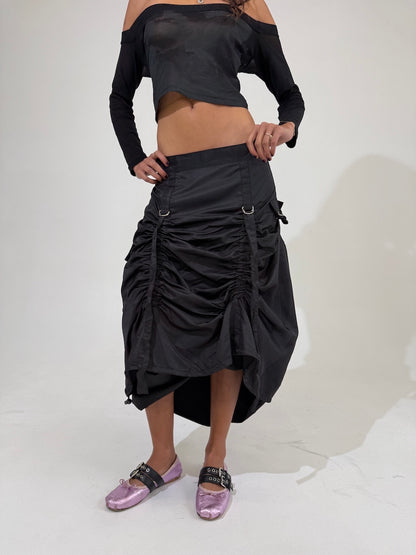 Ruched maxi skirt