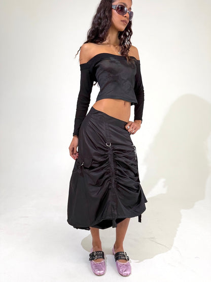 Ruched maxi skirt