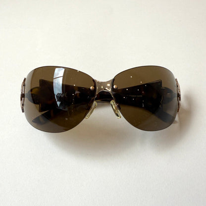 Frameless Brown Diamonte Sunglasses
