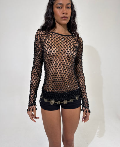 Sequin Net Beaded Crochet Top