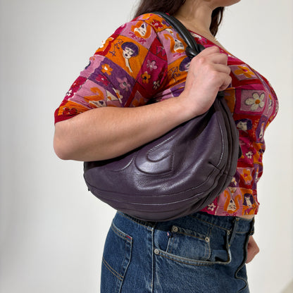 Leather Eggplant Hand Bag