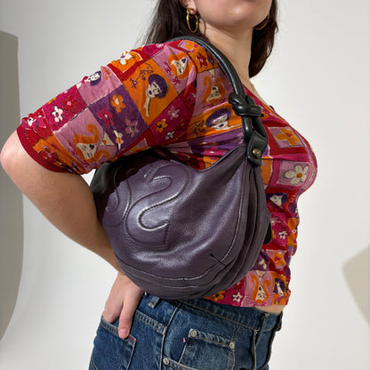 Leather Eggplant Hand Bag