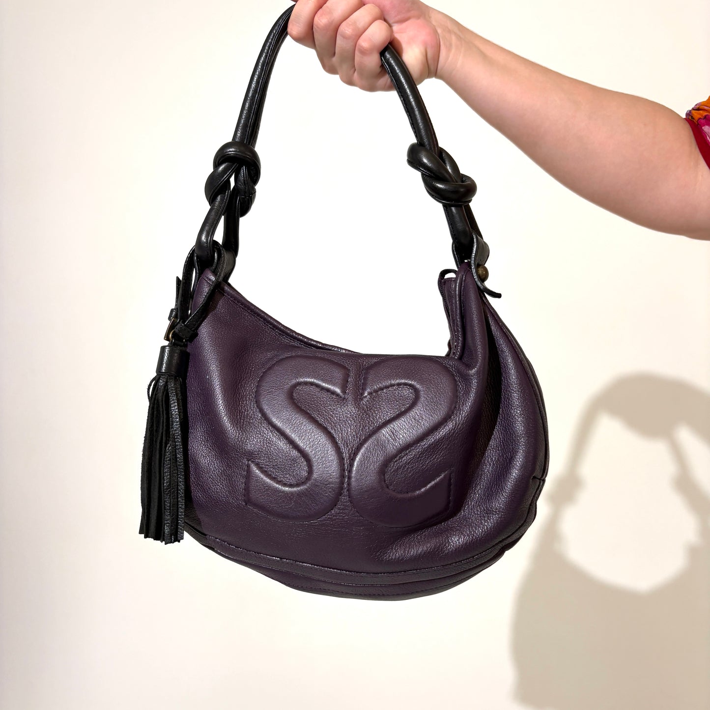 Leather Eggplant Hand Bag