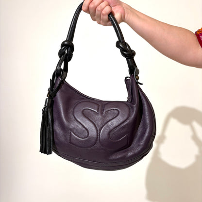 Leather Eggplant Hand Bag
