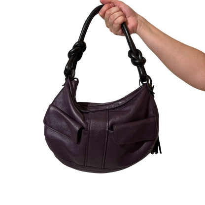 Leather Eggplant Hand Bag