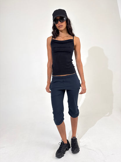 Black sparkle cowl neck cami