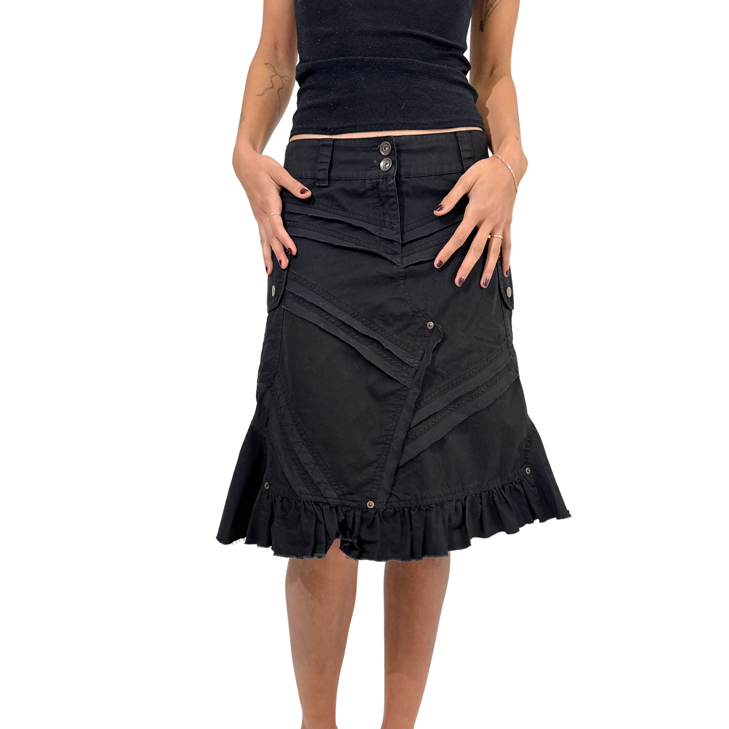 Euro distressed midi skirt
