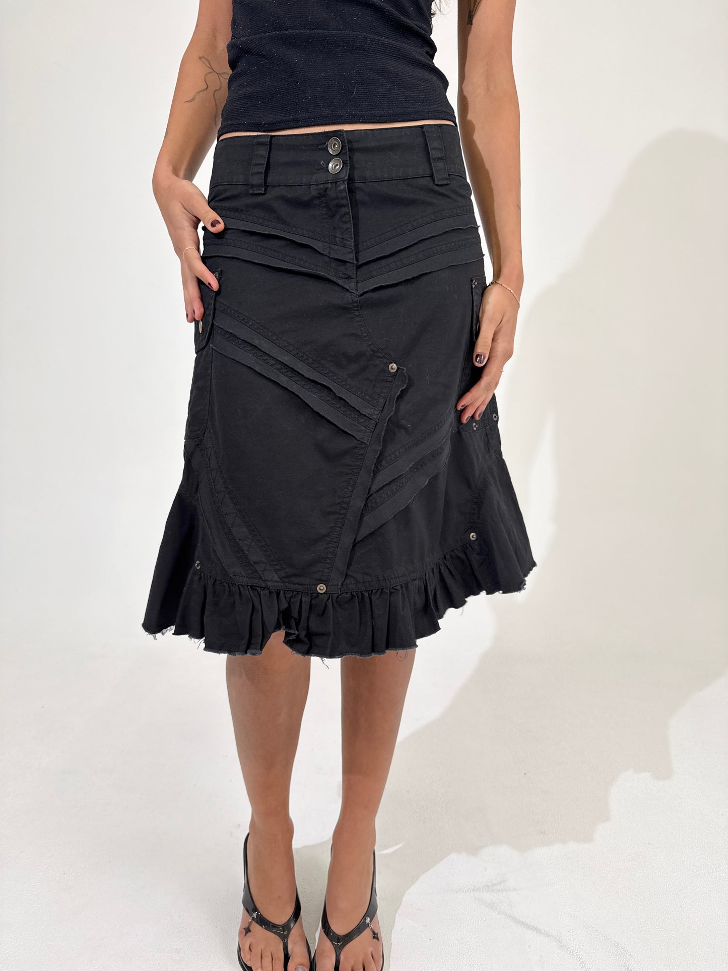 Euro distressed midi skirt