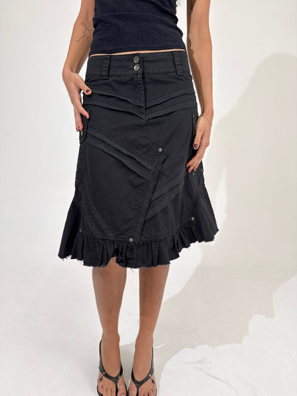 Euro distressed midi skirt