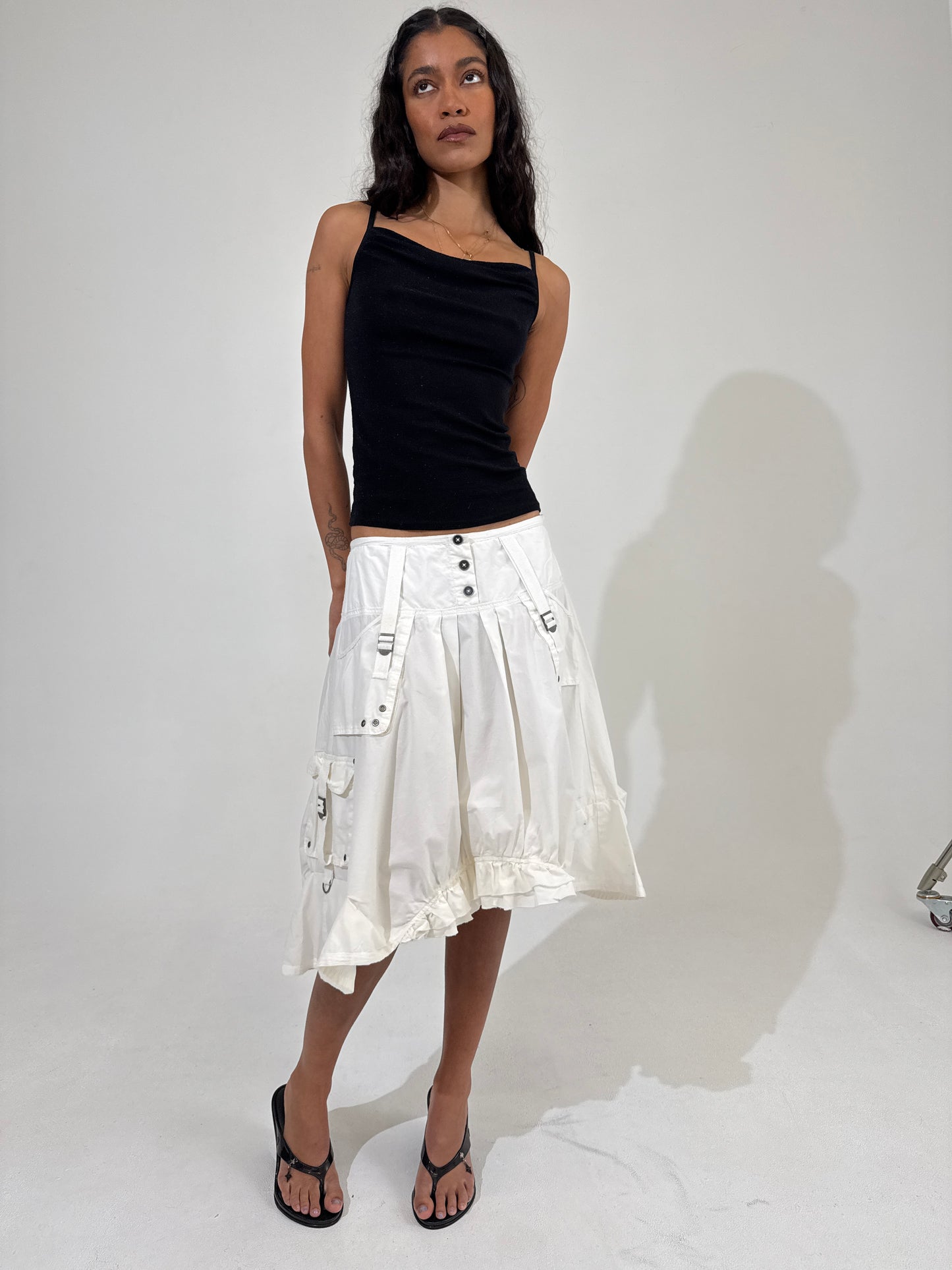 Euro Summer Ruched Midi Skirt