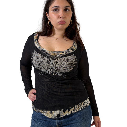 Eternity Layered Y2K Mesh Top