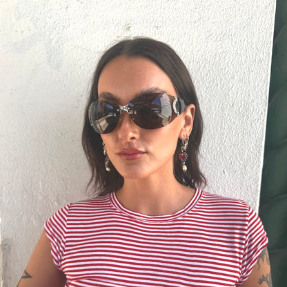 Frameless Brown Diamonte Sunglasses