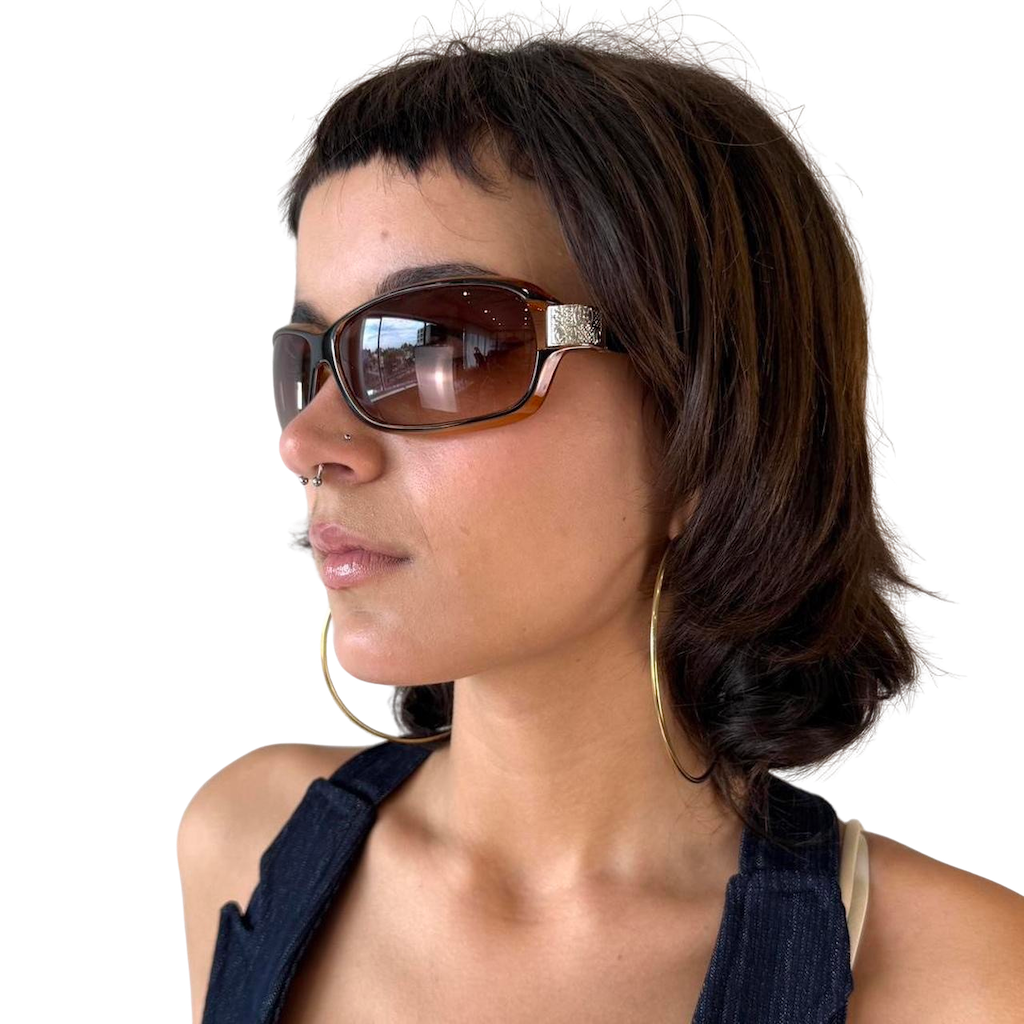 Brown Y2K Sunglasses Silver detail
