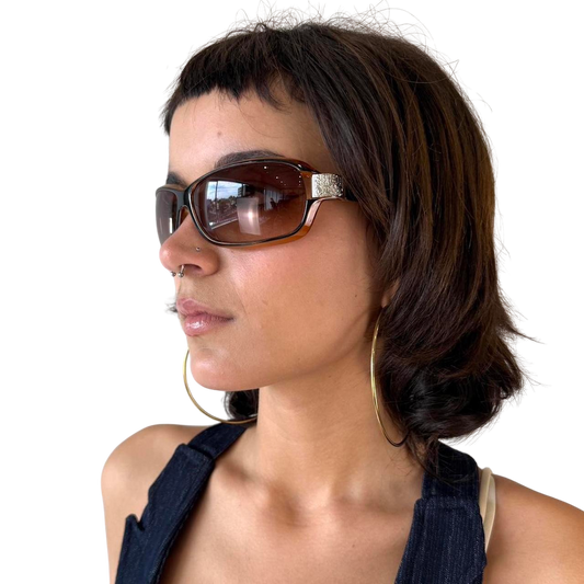 Brown Y2K Sunglasses Silver detail