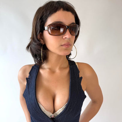 Brown Y2K Sunglasses Silver detail